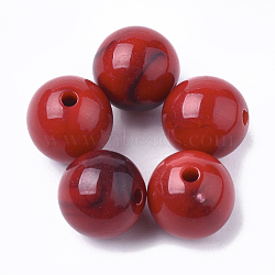 Acrylic Beads, Imitation Gemstone, Round, Red, 11.5~12x11.5mm, Hole: 2mm, about 520pcs/500g(OACR-S022-16B-12mm)