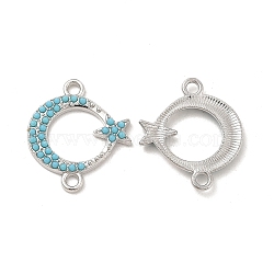 Alloy Connector Charms, with Synthetic Turquoise, Crescent Moon with Star, Platinum, 20.5x18x2mm, Hole: 1.8mm(FIND-H039-38P)