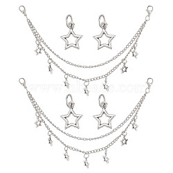 Alloy Multi-strand Curb Chains, with Alloy Charm for DIY Shoes Decoration Accessories, Star, 230x3.5mm(FIND-GO0003-82A)