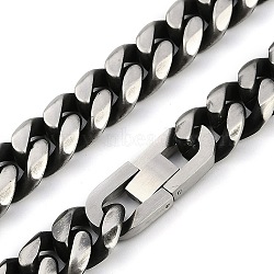 Matte Style 304 Stainless Steel Cuban Link Chain Necklaces for Men, Stainless Steel Color, 23.62 inch(60cm)(NJEW-B116-02P)