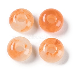 Two Tone Resin European Beads, Large Hole Beads, Rondelle, Orange, 13.5x8mm, Hole: 5mm(RESI-F055-09B)