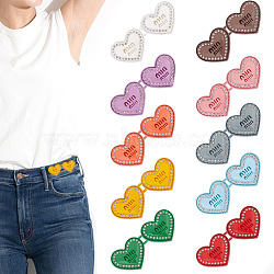 GOMAKERER 10 Sets 10 Colors Heart Shape Spray Painted Alloy Rhinestone Adjustable Jean Button Pins, Waist Tightener, Sewing Fasteners for Garment Accessories, Mixed Color, 20x50x4mm, 1 set/color(DIY-GO0001-32)