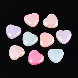 Plastic Beads, Imitation Jelly, Heart, AB Color Plated, Mixed Color, 11x12x5mm, Hole: 1.9mm, about 1190pcs/500g(KY-N026-21)