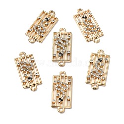 Alloy Rhinestone Connector Charms, Rectangle with Snake, Light Gold, Crystal, 26x11x2~2.5mm, Hole: 1.8mm(FIND-TAC0014-53A)