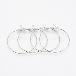 Tarnish Resistant 304 Stainless Steel Pendants, Hoop Earring Findings, Stainless Steel Color, 53x49.5x1.5mm, 20 Gauge, Hole: 1mm, Pin: 0.8mm(STAS-T031-20-50mm)