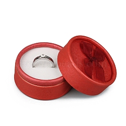 Round Cardboard Ring Storage Boxes, Bowknot Jewelry Case with White Sponge Inside, for Rings Storage, Red, 5.5x3.5cm, 30Pcs/set(PW-WG22400-05-1)