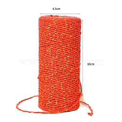 Cotton Metallic String Threads, Macrame Cord, Decorative String Threads, for DIY Crafts, Gift Wrapping and Jewelry Making, Gold, Orange Red, 1.5mm, about 54.68 Yards(50m)/Roll(PW-WG20732-04)