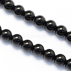 Round Natural Black Onyx Beads Strands, 6mm, Hole: 1mm, about 62pcs/strand, 14.7 inch(G-S119-6mm)