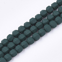 Spray Painted Non-magnetic Synthetic Hematite Beads Strands, Star Cut Round Beads, Faceted, Dark Green, 4x4x4mm, Hole: 0.5mm, about 100pcs/strand, 15.7 inch(G-T116-11-14)