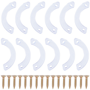 12Pcs PVC Non Slip Drawer Stops, Drawer Stoppers for Furniture, Semi-circle, 24Pcs Iron Wood Screws, Cross Recessed Flat Head Self Tapping Screw, Light Sky Blue, Drawer Stop: 22x52.5x5mm, Hole: 3.5mm, Screws: 15x6mm