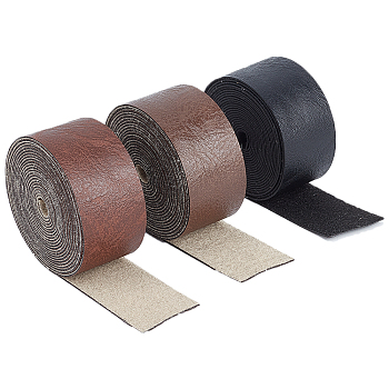 3 Rolls 3 Colors PU Imitation Leather Cord, for Clothing, Flat, Mixed Color, 25x1.2mm, 1 roll/color