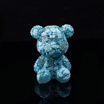 Bear Resin with Natural Amazonite Chips Inside Display Decorations, Figurine Home Decoration, 70x65x90mm