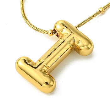 Ion Plating(IP) Initial Letter 304 Stainless Steel Pendant Necklaces, Real 18K Gold Plated, Letter I, 15.91 inch(40.4cm), pendant: 19.5x13mm