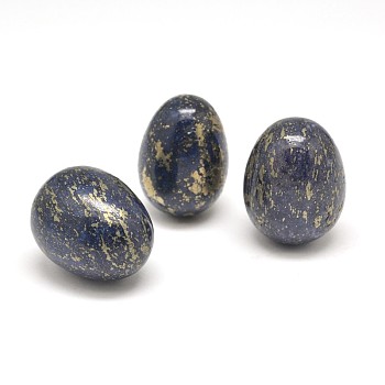 Natural Pyrite Egg Stone, Pocket Palm Stone for Anxiety Relief Meditation Easter Decor, Blue, 25x18mm