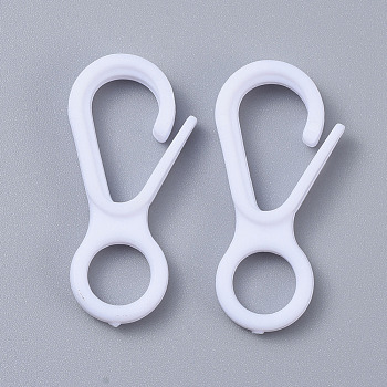 Plastic Lobster CLaw Clasps, White, 33x15.5x4.5mm, Hole: 7.5mm