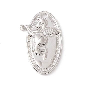Alloy Pendents, Oval with Cupid/Cheru, Platinum, 20x12x2.5mm, Hole: 1.5mm