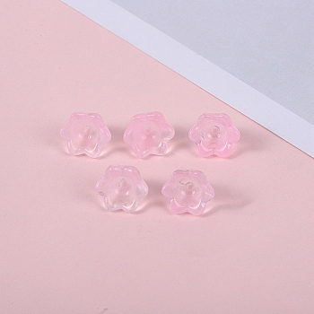Glass Beads, Lily Flower, Pink, 12x8mm, Hole: 1.4mm