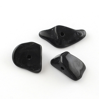 Chip Imitation Gemstone Acrylic Beads, Black, 19~28x14~19x6~13mm, Hole: 2mm, about 310pcs/500g