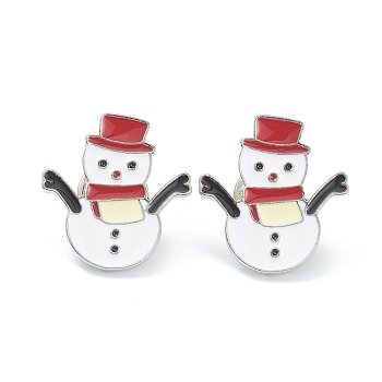 Christmas Themed Alloy Enamel Brooches, Enamel Pin, with Clutches, Snowman, Colorful, 25x23.5x9.5mm, Pin: 1mm