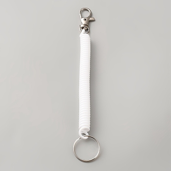 EVA Spiral Spring Rope Pendant Decorations, with Alloy Swivel Clasps and Iron Rings, for Backpack Ornament, White, 175mm