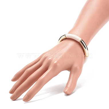 Acrylic Curved Tube Beaded Stretch Bracelet for Women(BJEW-JB08439-05)-3