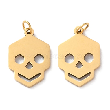 Real 18K Gold Plated Skull 304 Stainless Steel Pendants