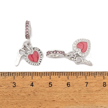 Rack Plating Alloy Light Rose Rhinestone European Dangle Charms(FIND-C055-27P-04)-3