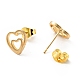 Double Heart Stud Earrings with 316 Stainless Steel Pins and Crystal Rhinestone Pendant(SJEW-F218-02G)-3