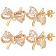 5 Pair Brass Micro Pave Clear Cubic Zirconia Bowknot Stud Earring Findings(KK-BBC0005-18)-1