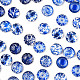 Blue and White Floral Printed Glass Flatback Cabochons(X-GGLA-A002-12mm-XX)-1