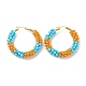 Porcelain Beaded Huggie Hoop Earrings for Women(EJEW-C003-01D-RS)-1