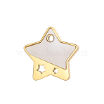 304 Stainless Steel with Shell Pendants, Star, Real 14K Gold Plated, Ion Plating(IP), Seashell Color, 12x12mm(STAS-OY005-88G)