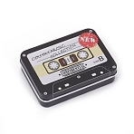 Tinplate Storage Box, Jewelry Box, for DIY Candles, Dry Storage, Spices, Tea, Candy, Party Favors, Cassette Tape with Coutry Music Collection, Black, 9.6x7x2.2cm(CON-G005-B07)