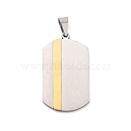 Ion Plating(IP) 304 Stainless Steel Pendants, Rectangle Charm, Golden & Stainless Steel Color, 41x23x2mm, Hole: 9x4.5mm(STAS-Z095-03PG)