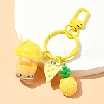 Milk Tea Cup Resin Pendant Decoration, with Alloy & Iron Findings, Yellow, 87mm, Pendant: 19~30mm(HJEW-YW00053-02)