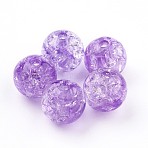 Transparent Crackle Acrylic Beads, Round, Blue Violet, 7.5~8x7mm, Hole: 1.8mm, about 1900pcs/500g(MACR-E025-24C-8mm)