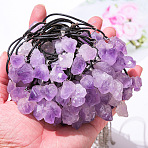 Natural Amethyst Raw Rough Nuggets Pendant Necklaces, with Leather Cord, 17.72 inch(45cm)(FS-WGF5E50-01)