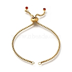 Adjustable 304 Stainless Steel Slider Bracelet/Bolo Bracelets Making, Ion Plating(IP), with Box Chains and Rhinestone, Golden, Light Siam, 9-1/8 inch(23.2cm), 2mm(STAS-I153-03G-02)