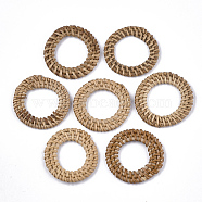 Handmade Reed Cane/Rattan Woven Linking Rings, For Making Straw Earrings and Necklaces, Ring, BurlyWood, 45~55x4~6mm, Inner Diameter: 25~33mm(X-WOVE-T006-153A)