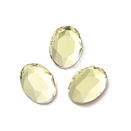 Glass Rhinestone Cabochons, Flat Back & Back Plated, Faceted, Oval, Jonquil, 14x10x3.5mm(RGLA-P037-13A-D337)