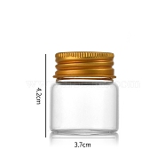 Clear Glass Bottles Bead Containers, Screw Top Bead Storage Tubes with Aluminum Cap, Column, Golden, 3.7x4cm, Capacity: 20ml(0.68fl. oz)(CON-WH0085-76A-02)