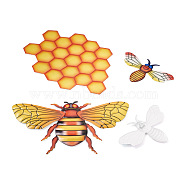 3D Iron Bee & Honeycomb Ornaments, for Outdoor Garden Decoration, Gold, 90~217x140~250x1.5~3mm, Hole: 9x11.5mm, 4pcs/set(CF-TAC0001-19)