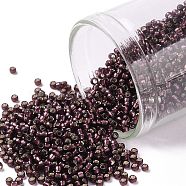 TOHO Round Seed Beads, Japanese Seed Beads, (26CF) Silver Lined Frost Amethyst, 15/0, 1.5mm, Hole: 0.7mm, about 15000pcs/50g(SEED-XTR15-0026CF)