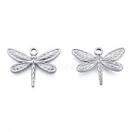 201 Stainless Steel Pendants, Dragonfly, Stainless Steel Color, 20x25x2mm, Hole: 2mm(STAS-N098-226P)