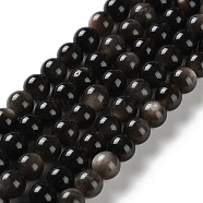 Natural Silver Obsidian Beads Strands, Round, 6.5mm, Hole: 0.7mm, about 63pcs/strand, 14.96 inch(38cm)(G-S150-20A-6mm)