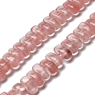 Cherry Quartz Glass Beads Strands, Rectangle, 9x4x4.5mm, Hole: 1mm, about 93pcs/strand, 15.28 inch(38.8cm)(G-Q167-B20-01)