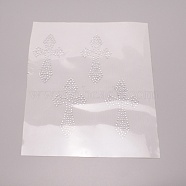 Glitter Hotfix Rhinestone(Hot Melt Adhesive On The Back), Costume Accessories, Cross, Crystal, 280x208x1mm(DIY-WH0001-10)