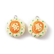 Resin Imitation Food Pendants, Bread Charms with Platinum Plated Iron Loops, Snow, 24x20x11mm, Hole: 2mm(RESI-U005-01F)