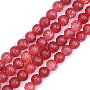 Crackle Glass Beads Strands, Dyed & Heated, Round, Dark Red, 8x7mm, Hole: 1.8mm, about 104~107pcs/strand, 30.12 inch~30.91 inch(76.5~78.5cm)(GLAA-N046-004A-08)