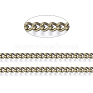 Brass Twisted Chains, Curb Chains, Diamond Cut, Unwelded, Faceted, with Spool, Oval, Lead Free & Cadmium Free, Antique Bronze, 4x3x0.8mm, about 301.83 Feet(92m)/roll(CHC-S104-AB)